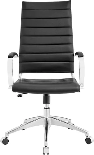 Vista 9 de LexMod Jive silla de oficina ejecutiva acanalada respaldo alto, Vinilo, Negro