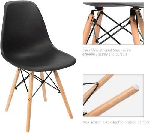 Vista 8 de Furmax Silla de comedor de estilo moderno, silla DSW moderna de mediados de siglo, silla de plástico Shell Lounge para cocina, comedor, dormitorio