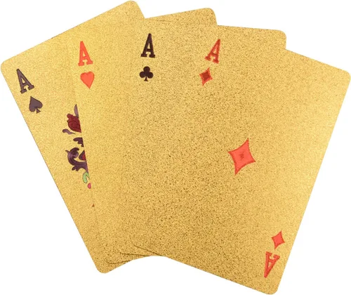 Vista 2 de ONE250 Premium 54pcs/Pack 24K Gold Foil Plated Poker Impermeable Lavable Plegable PVC Plástico Naipes