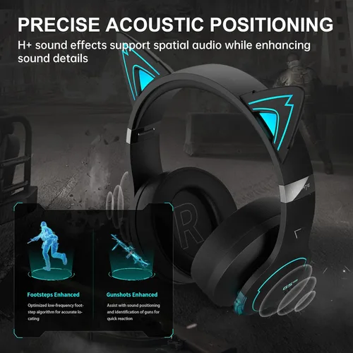 Vista 3 de Edifier G5BT CAT Auriculares inalámbricos con Bluetooth y cable para juegos con micrófono (negro)