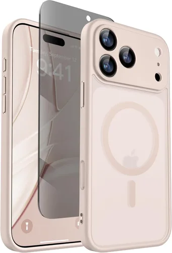 Vista 32 de GolbinBox - Funda magnética para iPhone 13 Pro Max, compatible con MagSafe, protección de cámara, protector de privacidad, funda translúcida mate, a
