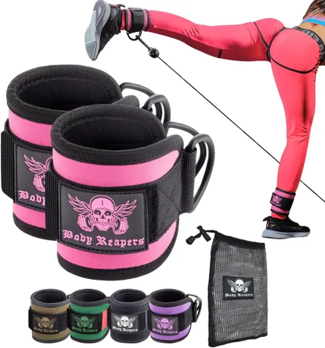 Vista 11 de Accesorio de cable de tobillo para gimnasio con correa ajustable, anillos en D dobles duraderos y diseño acolchado para ejercicios de glúteos