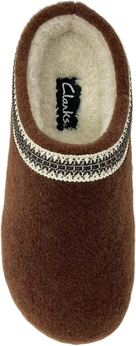 Vista 2 de Clarks Pantuflas tipo zueco de fieltro de lana para mujer JMH1319T - Cálidas y acogedoras con forro de piel sintética - Pantuflas de casa