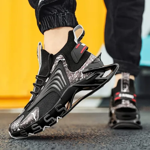 Vista 5 de Zapatos deportivos para hombre, zapatos para correr, para hombre, para correr, a la moda, atlético, baloncesto, caminar, casual, senderismo, negro