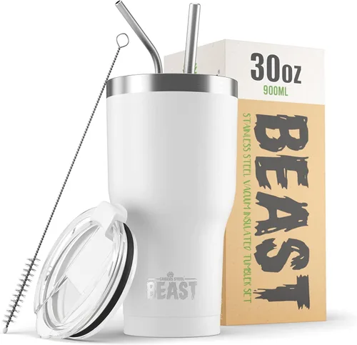 Vista 78 de Beast Vaso de 10 oz de Acero Inoxidable con Aislamiento al Vacío para Café y Hielo de Doble Pared Termo de Viaje (Blanco Ártico)