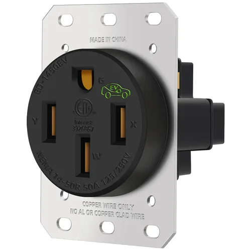 Vista 9 de Caja de toma de corriente RV de 30 amperios y 125 voltios, cerrada, con cerradura, resistente a la intemperie, NEMA TT-30R, panel de receptáculo
