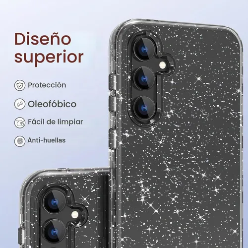 Vista 5 de Funda para Samsung Galaxy S23 FE, funda transparente con purpurina S23 Fe, funda protectora a prueba de golpes, diseñada para Samsung Galaxy S23 FE
