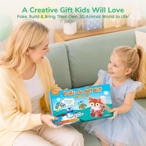 Vista 8 de JoyCat Kit de arte Poke, kit de manualidades de animales 3D con tablas de Animal World