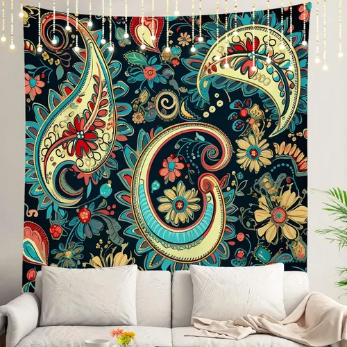 Vista 121 de Shrahala Modern Abstract Artwork Wall Tapestry, Orange Black Beige Wall Hanging Large Tapestry Decoration Polyester Fiber White Hem Around for Dorm