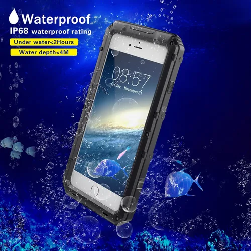 Vista 3 de Mitywah Funda impermeable para iPhone 7/iPhone 8 / iPhone SE 2020, funda de metal resistente de grado militar, protección de cuerpo completo