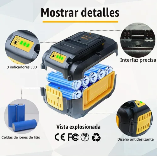 Vista 6 de FSKE 5000mAh Reemplazo para batería Dewalt 40V DCB404 DCB406 DCB407 Tiempo de funcionamiento 1.5 veces más largo compatible con herramientas