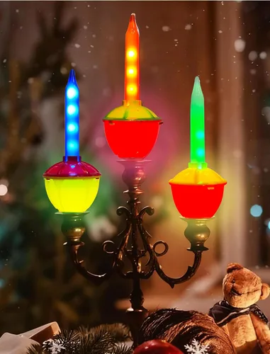 Vista 3 de Bombillas de repuesto de luces de burbujas de Navidad, bombillas de repuesto de luces LED tradicionales vintage de burbujas E12/C7, base