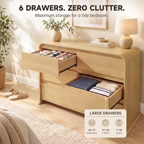 Vista 4 de JUMMICO Cómoda natural para dormitorio, cómoda de madera de 47.2 pulgadas
