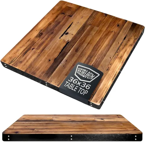 Vista 9 de Mesa de madera recuperada, pieza de madera reciclada rústica perfecta para cocinas, comedor y mesas auxiliares