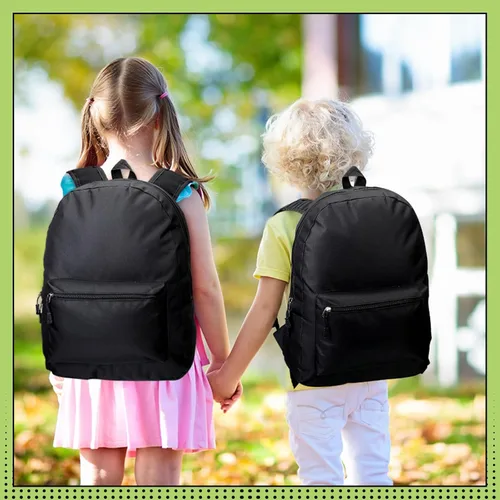 Vista 7 de Amylove Paquete de 24 mochilas a granel de 17 pulgadas, 12 colores surtidos, bolsas escolares para niños, niñas, adolescentes y estudiantes, Negro