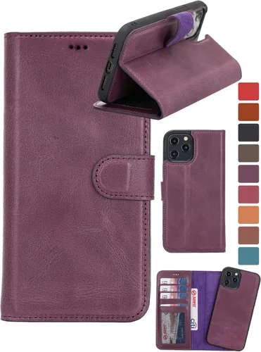 Vista 32 de HARDISTON Funda de piel auténtica hecha a mano compatible con iPhone 11 Pro de 5.8 pulgadas, funda magnética desmontable con tarjeteros - bordes