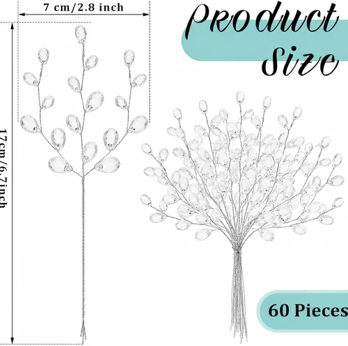 Vista 8 de Jetec 60 púas de cristal acrílico floral para árbol de Navidad