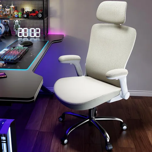 Vista 2 de Ergalithic Silla Ergonómica de Escritorio para Oficina y Hogar-Silla de Computadora en Forma de X de Malla de Cuero PU con Soporte Lumbar