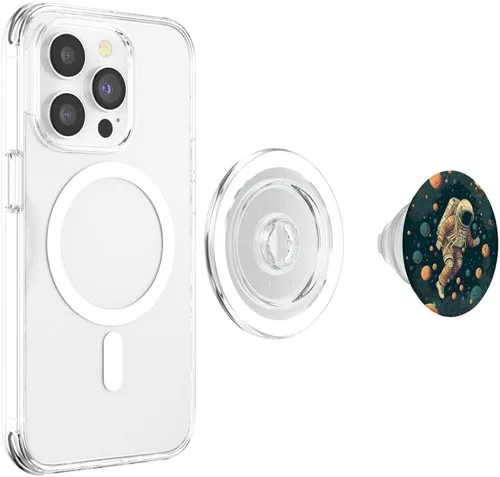 Vista 4 de Astronauta espacial y los planetas PopSockets MagSafe PopGrip para iPhone