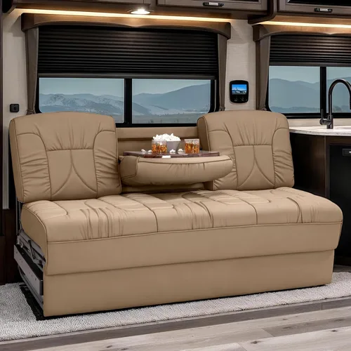 Vista 13 de De Leon - Sofá cama consola para caravana, 66 pulgadas de ancho, cuero definitivo, color ceniza