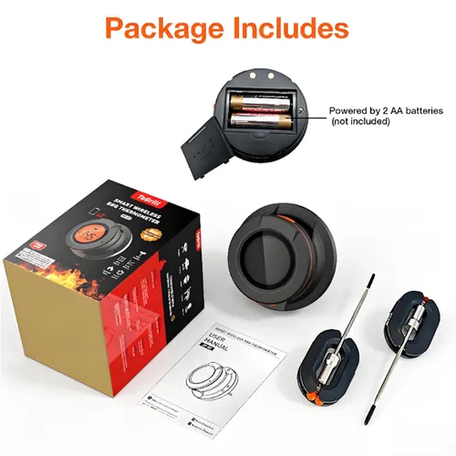 Vista 8 de Termómetro Digital para Ahumador - Termómetro Digital Bluetooth para Parrilla Exterior - Termómetro Big Green Egg - Incluye 2 Sondas - Regalo