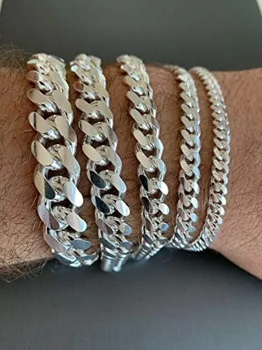 Vista 9 de Harlembling Pulsera de eslabones cubanos Miami de plata de ley 925 0197in 0236in 0315in 0394in 0472in 7 - 9 pulgadas fabricado en Italia para hombre