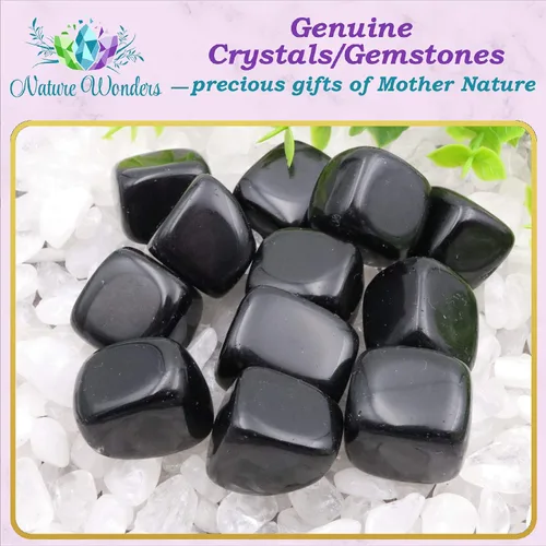 Vista 3 de NatureWonders - Obsidiana negra con 12 piedras curativas de color natural, acabado con cera de abejas, protección psíquica a tierra, liberación