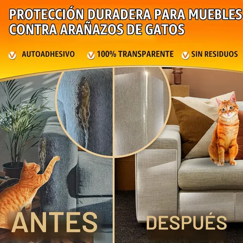 Vista 2 de Protectores de muebles resistentes a arañazos para gatos, para sofá, puertas, protectores de sofá transparentes contra arañazos de gatos