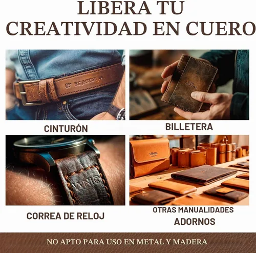 Vista 5 de BESTNULE Kit de estampado de cuero, juego de 37 piezas con 26 letras mayúsculas (0.217 in), 10 números (0.236 pulgadas) y mango de estampado