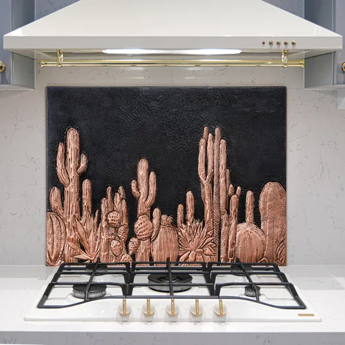 Vista 12 de Protector contra salpicaduras de cocina, salpicadero de cobre con símbolo del suroeste, panel de cobre personalizado, azulejos de cobre hechos a