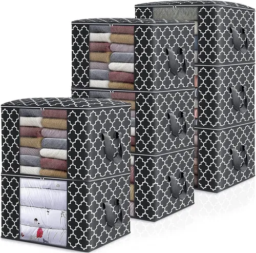 Vista 15 de ISELIFE Bolsas de Almacenamiento 100L Paquete de 2 Bolsas Grandes para Mantas y Ropa, Contenedores de Organización y Almacenamiento para Ropa