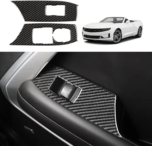 Vista 19 de Calcomanía de fibra de carbono para perilla de ventilación de aire acondicionado, cubierta interior para Chevrolet Camaro 2016 2017 2018 2019 2020
