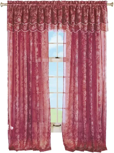 Vista 12 de Renaissance Home Fashion Stylemaster Reese - Cenefa festoneada transparente bordada en capas, 55 x 17 pulgadas, color moca