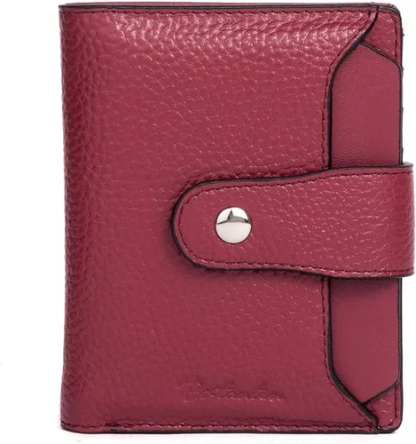 Vista 16 de BOSTANTEN Cartera de piel para mujer, con bloqueo RFID, pequeña, plegable, con bolsillo con cremallera, tarjetero, con ventana de identificación