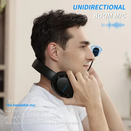 Vista 3 de BINNUNE Auriculares para juegos con micrófono para PS4 PS5 Xbox Series XS Xbox One PC Switch, auriculares con cable para gamer con micrófono