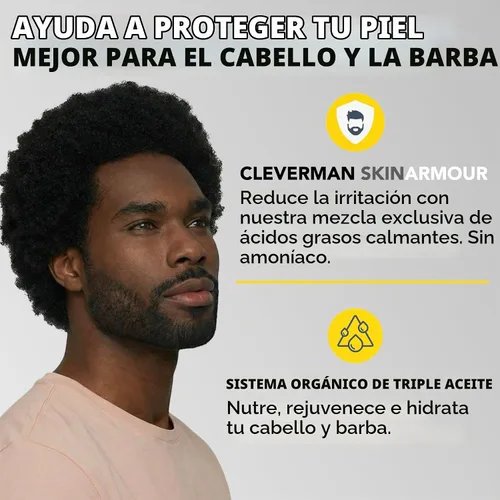 Vista 7 de Cleverman Tinte para cabello y barba para hombres negros, cobertura de canas, paquete 2X