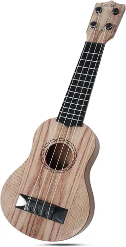 Vista 11 de Raimy Guitarra ukelele de 17 pulgadas para niños, 4 cuerdas, mini guitarra para niños, instrumentos musicales, juguetes educativos con púas