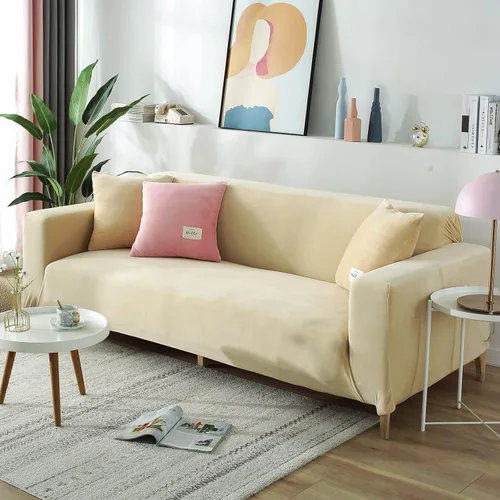 Vista 4 de ele ELEOPTION Fundas de terciopelo elástico para sofá de 3 cojines, fundas de sofá, protector de muebles suave del terciopelo grueso