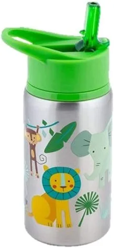Vista 15 de Stephen Joseph Botellas de agua de acero inoxidable, 18 onzas, tapa con popote, vaso reutilizable, aislado, DINO