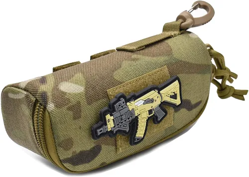 Vista 8 de Estuche rígido para gafas de sol Molle tácticas, estuche de transporte portátil resistente Negro