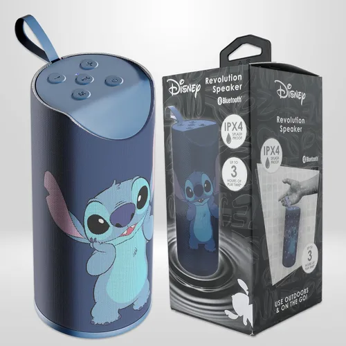 Vista 7 de iJoy Disney Lilo and Stitch - Altavoz inalámbrico Bluetooth a prueba de salpicaduras recargable con 3 horas de reproducción/ranura SD/radio FM