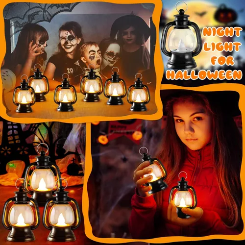 Vista 8 de 12 mini linternas de Halloween, centro de mesa de linterna occidental de 4 pulgadas Pequeña lámpara colgante vintage a granel para mesa de centro