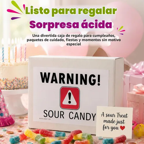 Vista 5 de RETRO CANDY YUM Caja de regalo Super Sour Candy, surtido de dulces