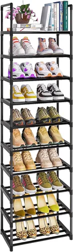 Vista 7 de OYREL Zapatero de metal resistente, organizador de zapatos estrecho, estante de zapatos de 5 niveles para armarios, espacio pequeño