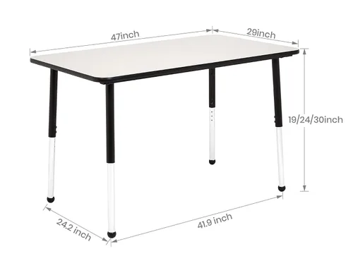Vista 7 de Amazon Basics Mesa de actividades rectangular ajustable para el aula, escritorio de escritura, altura ajustable de 19-30 pulgadas, parte superior