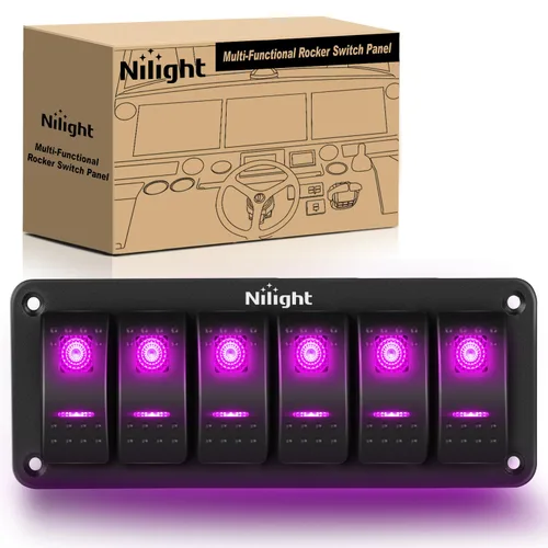 Vista 27 de Nilight Panel de Interruptores Basculantes de 2 Posiciones con Luz LED Naranja, 5 Pines On/Off, Interruptores Basculantes de Aluminio Precableados
