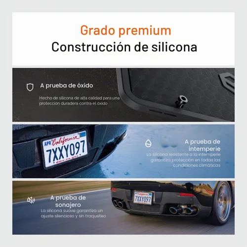 Vista 9 de Rightcar Solutions Marco de matrícula de silicona El marco original de matrícula de automóvil de silicona de grado premium A prueba de óxido, a