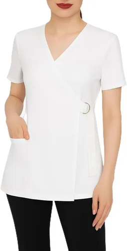Vista 7 de Pamela - Bata profesional de salón, chaqueta de estilista, uniforme de cosmetología Gris