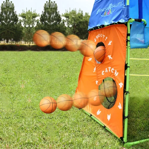 Vista 6 de Fitness Reality Kids Explorer Adventure - Fuerte de escalada con plataforma, tobogán de juegos y tienda de campaña, gimnasio de jungla al aire libre