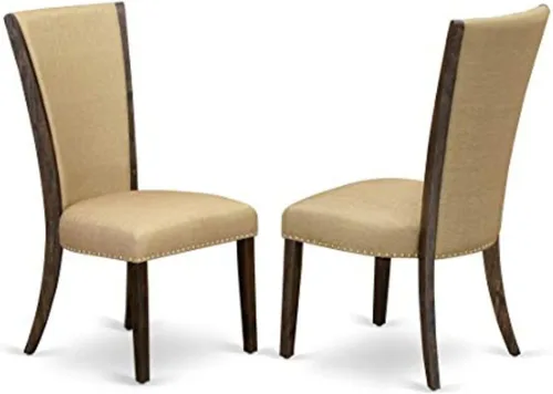 Vista 11 de East West Furniture VEP2T15 Verona Parson - Juego de 2 sillas de comedor acolchadas de tela de lino azul bebé con ribete de cabeza de clavo